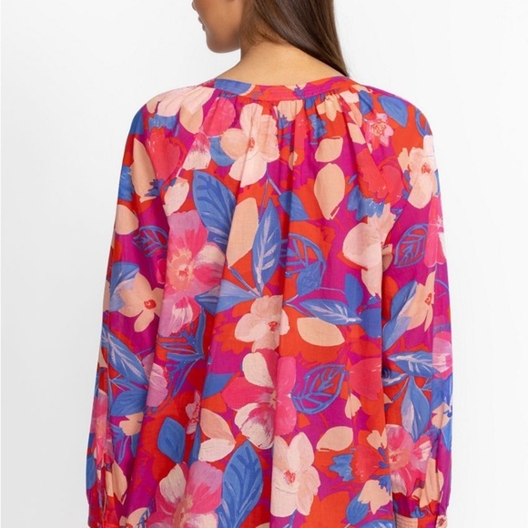 JOHNNY WAS Giverney Garden Raglan Poet Blouse Floral Button-Up Size XS Oversized - Picture 7 of 11